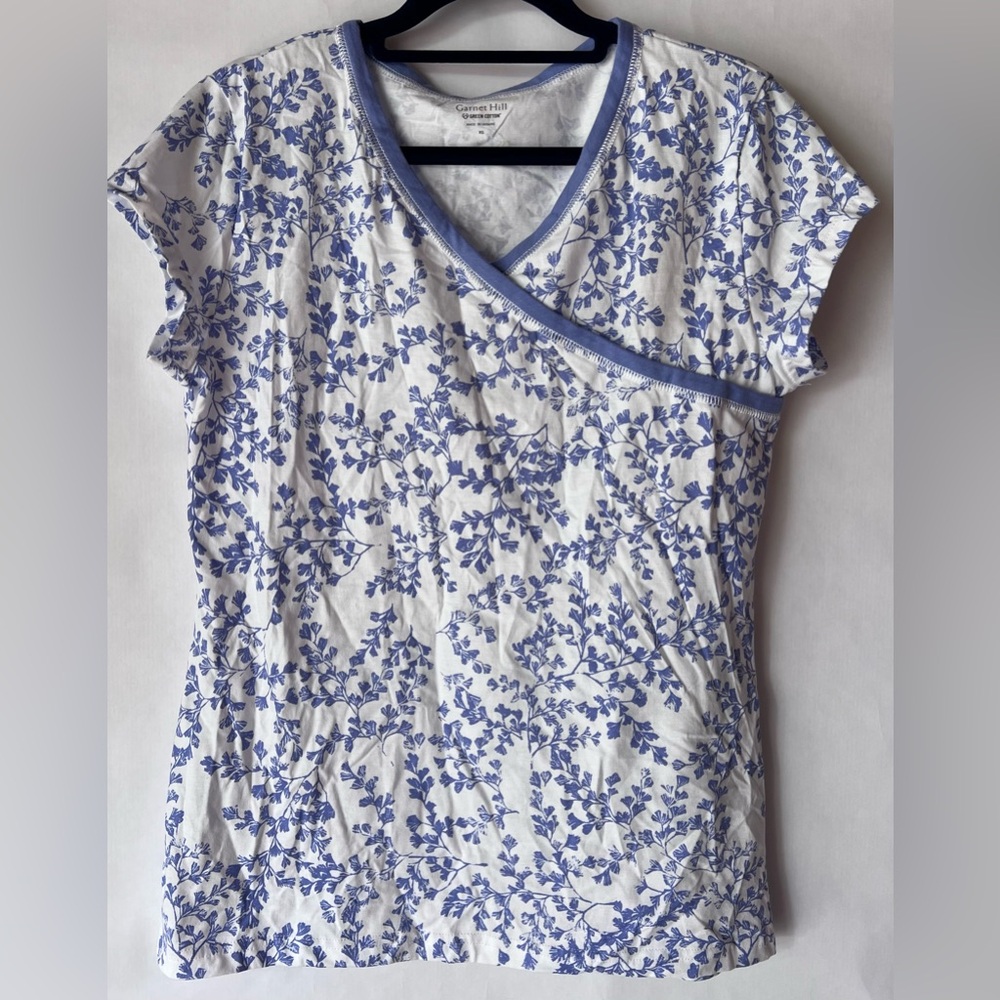 Garnet Hill Asian Wrap Cotton Top size XS NEW